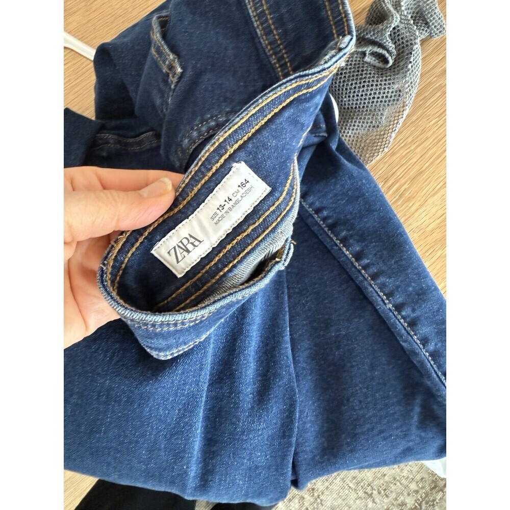 Zara Girls Wide Leg Pants Dark Denim High Rise 13/14 13 14 Sailor Trendy Casual - Picture 3 of 3